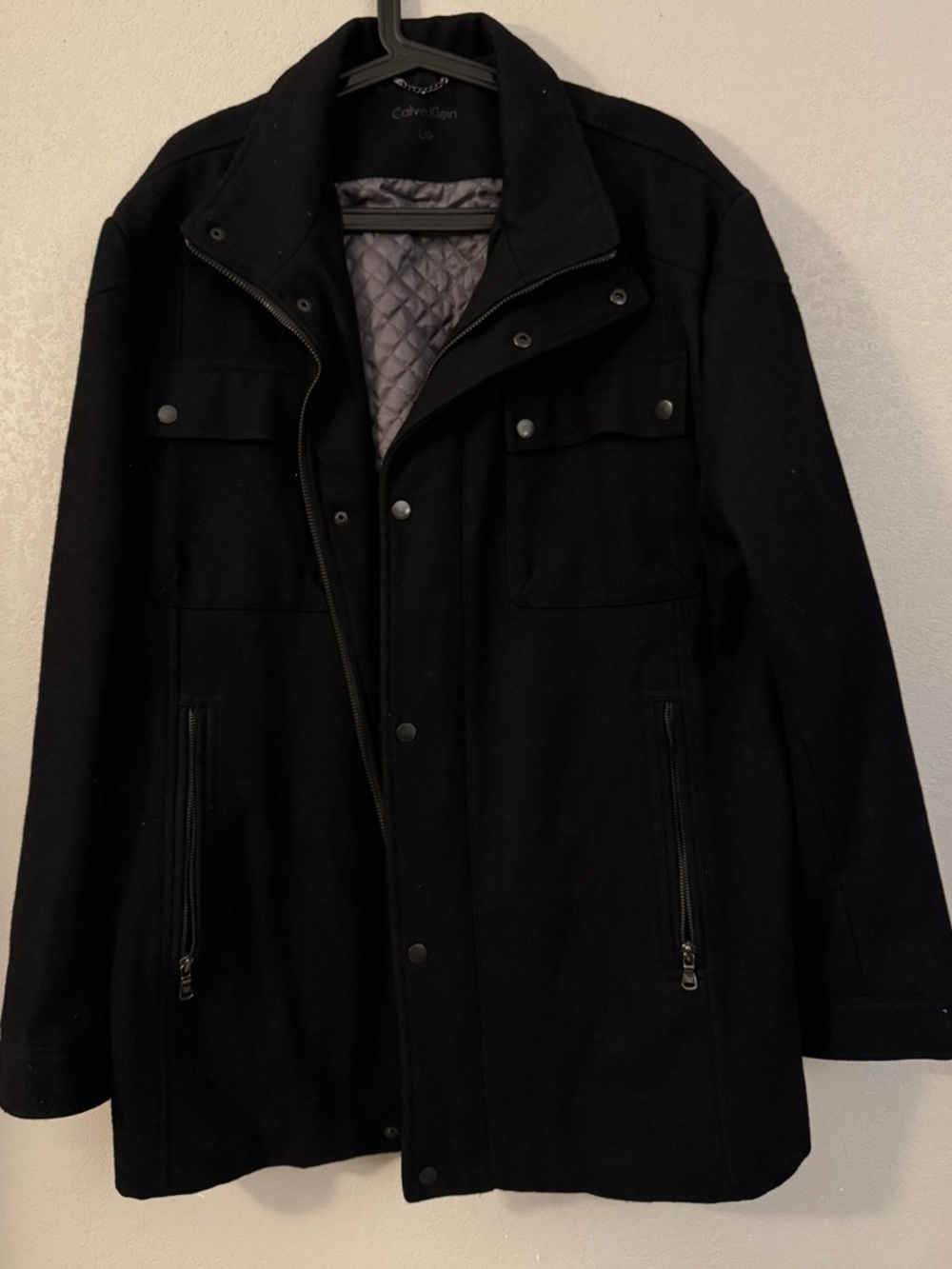 Calvin Klein Men’s Black Wool-Blend Pea Coat